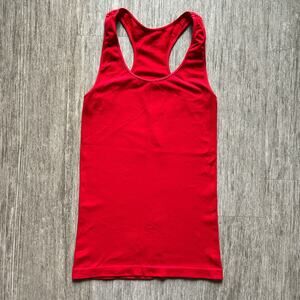 Nikibiki Bright Red Scoop Neck Fitted Stretchy Racerback Tank Top Shirt One Size